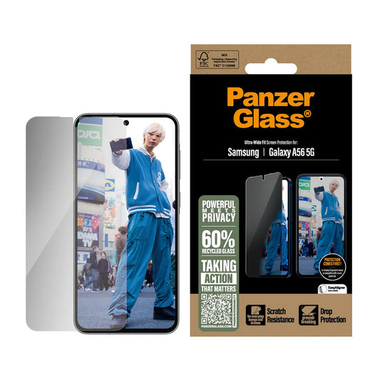Protector de pantalla Privacy PanzerGlass Ultra-Wide Fit para Samsung Galaxy A56 A566, Cristal Templado, Full Glue