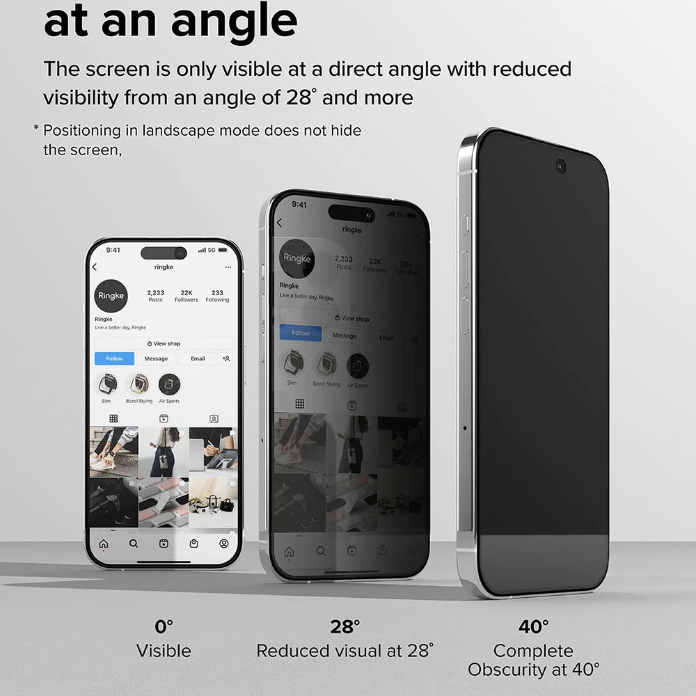 Protector de pantalla Privacy Ringke para Apple iPhone 15 Pro, Cristal Templado, Full Glue
