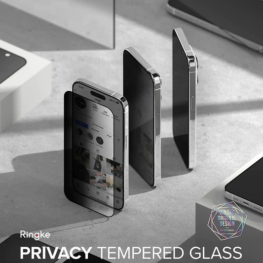 Protector de pantalla Privacy Ringke para Apple iPhone 15 Pro, Cristal Templado, Full Glue