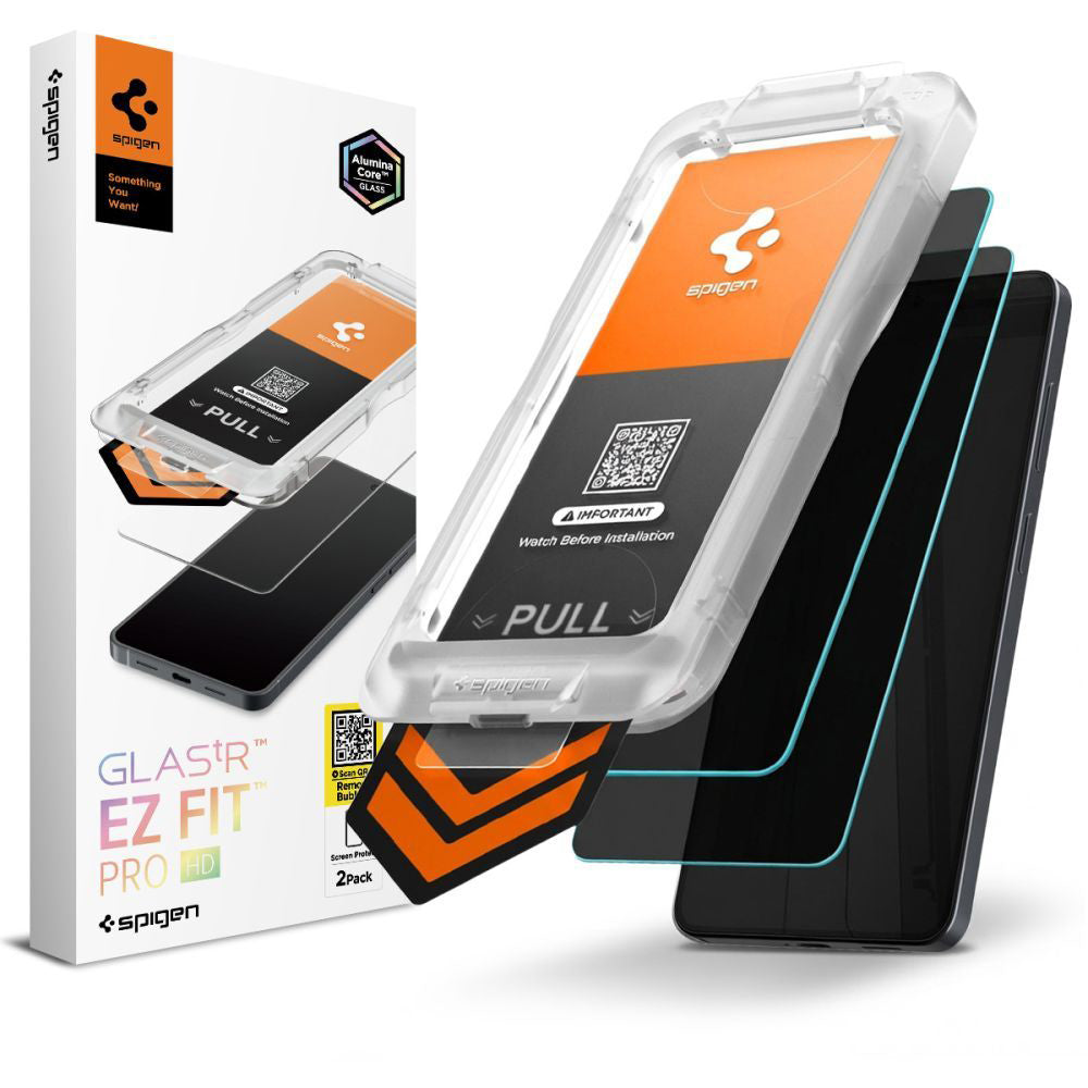 Protector de pantalla Privacy Spigen GlastR EZ FIT Pro HD para Samsung Galaxy S26 Plus S947, Cristal Templado, Full Glue, Set de 2 piezas AGL11085