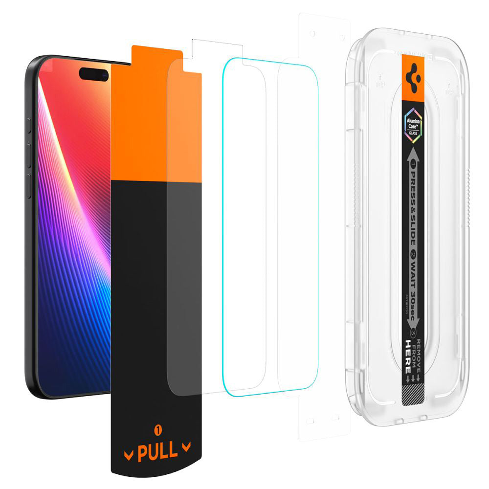 Protector de pantalla Privacy Spigen GlastR EZ FIT Pro para Apple iPhone 17 Pro / 17 / 16 Pro, Cristal Templado, Full Glue AGL10098