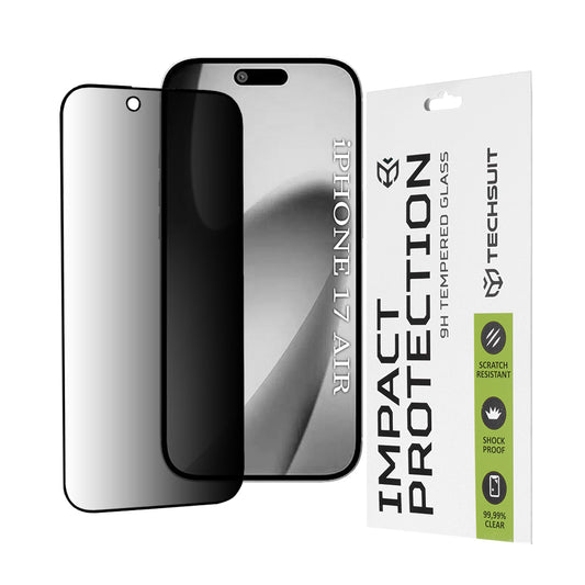 Privacy Techsuit Screen Protector for Apple iPhone 17 Air, Tempered Glass, Full Glue, 111D
