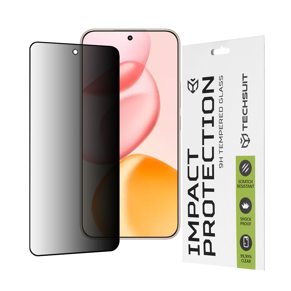 Protector de pantalla Privacy Techsuit para Honor 400, vidrio templado, adhesivo completo, 111D
