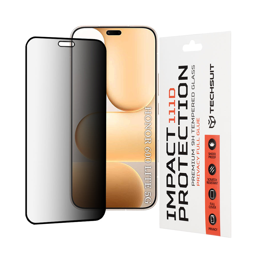 Protector de pantalla Privacy Techsuit para Honor 600 Lite, Cristal Templado, Full Glue, 111D