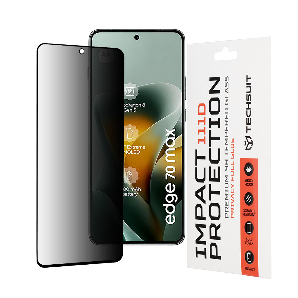 Protector de pantalla Privacy Techsuit para Motorola Edge 70 Max, vidrio templado, adhesivo completo, 111D