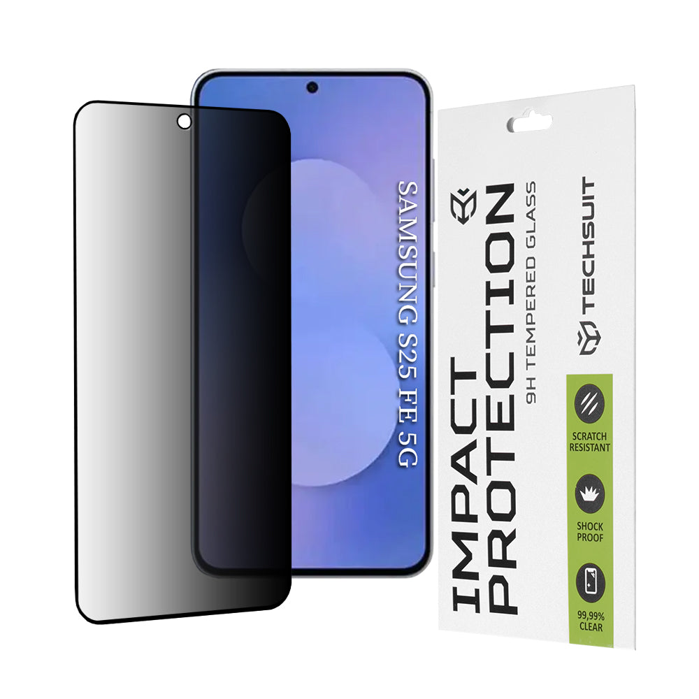 Protector de pantalla Privacy Techsuit para Samsung Galaxy S25 FE, vidrio templado, adhesivo completo, 111D