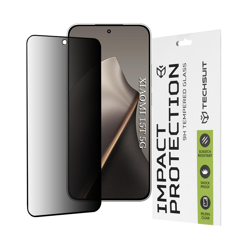 Protector de pantalla Privacy Techsuit para Xiaomi 15T, Cristal Templado, Full Glue, 111D