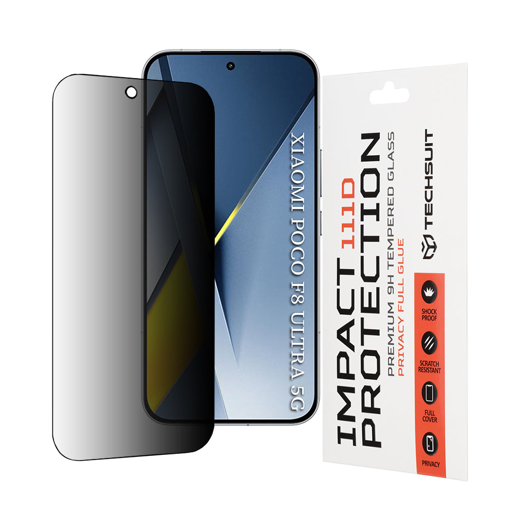 Protector de pantalla Privacy Techsuit para Xiaomi Poco F8 Ultra, Cristal Templado, Full Glue, 111D