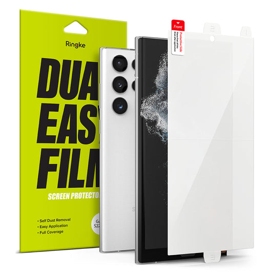 Protector de pantalla Ringke Dual Easy para Samsung Galaxy S22 Ultra 5G S908, Plástico, Set de 2 piezas