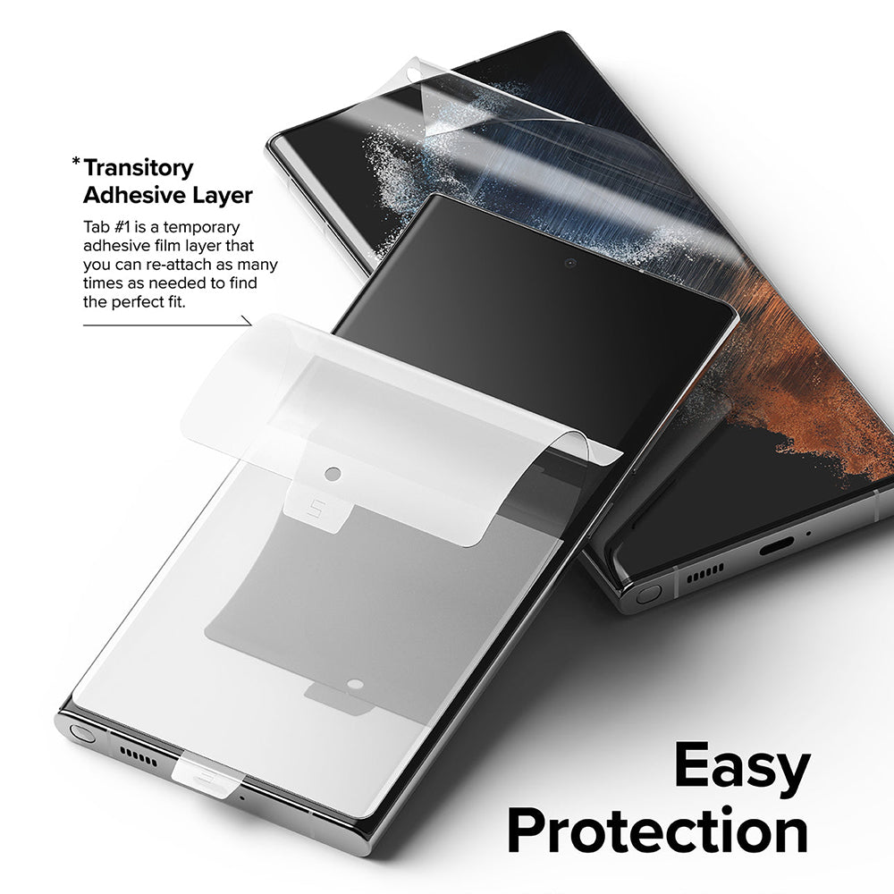 Protector de pantalla Ringke Dual Easy para Samsung Galaxy S22 Ultra 5G S908, Plástico, Set de 2 piezas