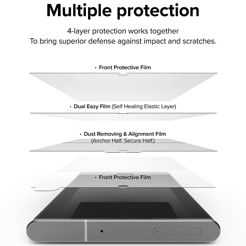 Protector de pantalla Ringke Dual Easy para Samsung Galaxy S22 Ultra 5G S908, Plástico, Set de 2 piezas
