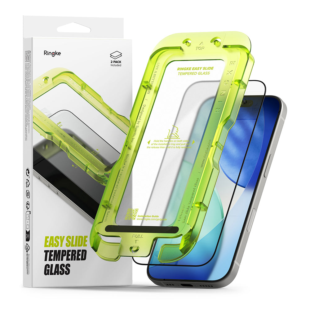 Protector de pantalla Ringke Easy Slide para Apple iPhone 18 Pro / 17 Pro, vidrio templado, adhesivo completo, juego de 2 piezas
