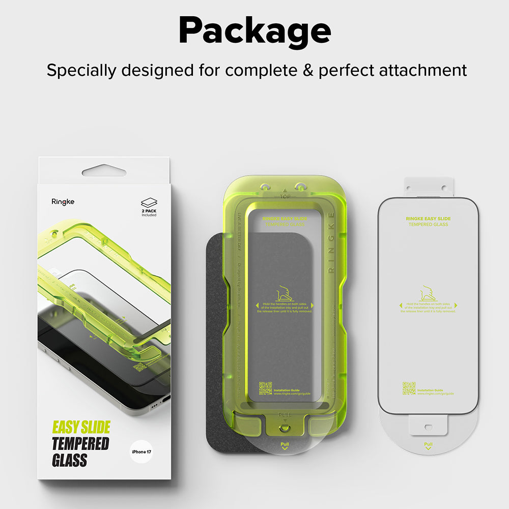 Protector de pantalla Ringke Easy Slide para Apple iPhone 18 Pro / 17 Pro, vidrio templado, adhesivo completo, juego de 2 piezas
