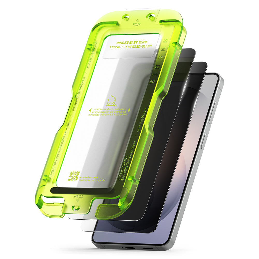 Protector de pantalla Ringke Easy Slide para Samsung Galaxy S26 Plus S947, Cristal Templado, Adhesivo Completo, Set de 2 piezas, Negro.