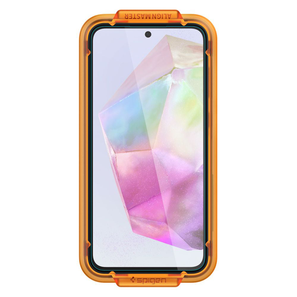 Protector de pantalla Spigen GlastR Align Master para Samsung Galaxy M35 / A35 5G A356, Cristal Templado, Full Glue, Set de 2 piezas AGL07772