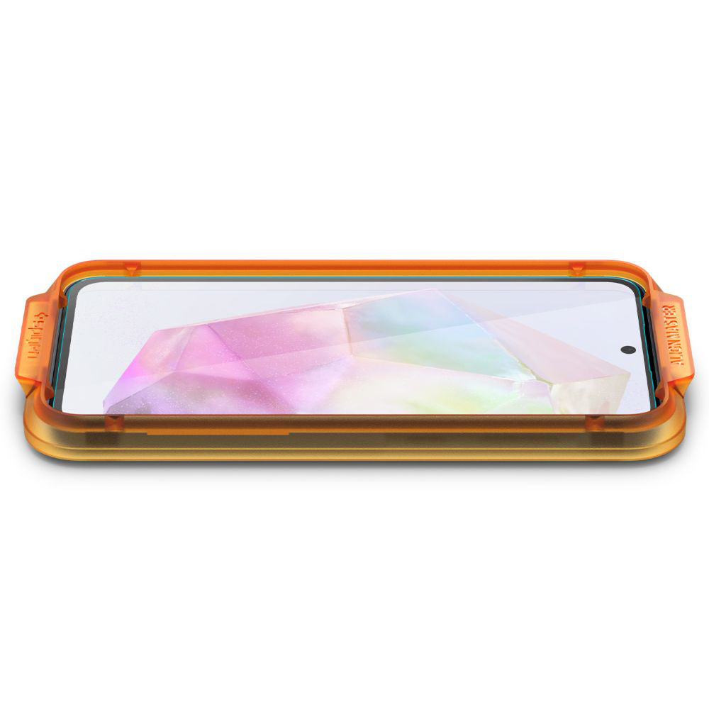 Protector de pantalla Spigen GlastR Align Master para Samsung Galaxy M35 / A35 5G A356, Cristal Templado, Full Glue, Set de 2 piezas AGL07772