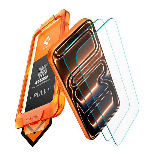 Protector de pantalla Spigen GlastR AlignMaster S para Apple iPhone 18 Pro / 17 Pro, vidrio templado, adhesivo completo, set de 2 piezas AGL10105