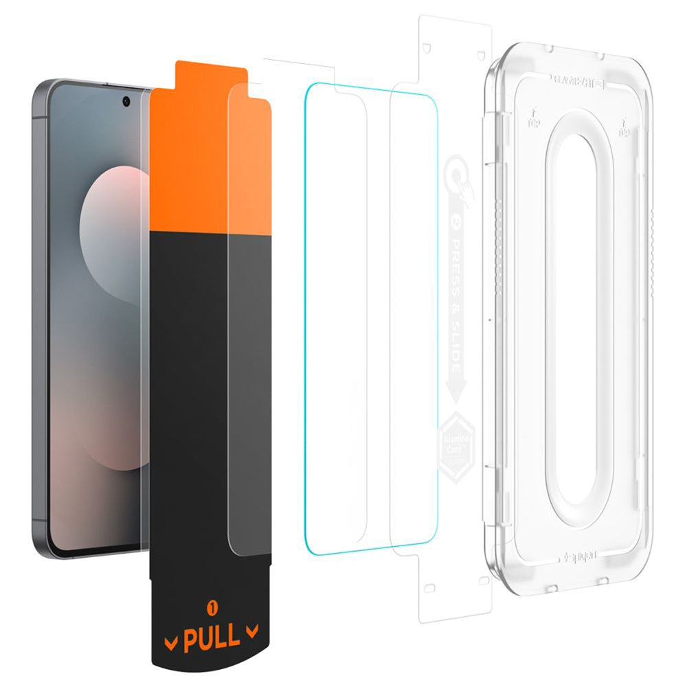 Protector de pantalla Spigen GlastR EZ FIT Pro HD para Samsung Galaxy S25 FE, Cristal Templado, Adhesivo Completo, Set de 2 piezas AGL10202