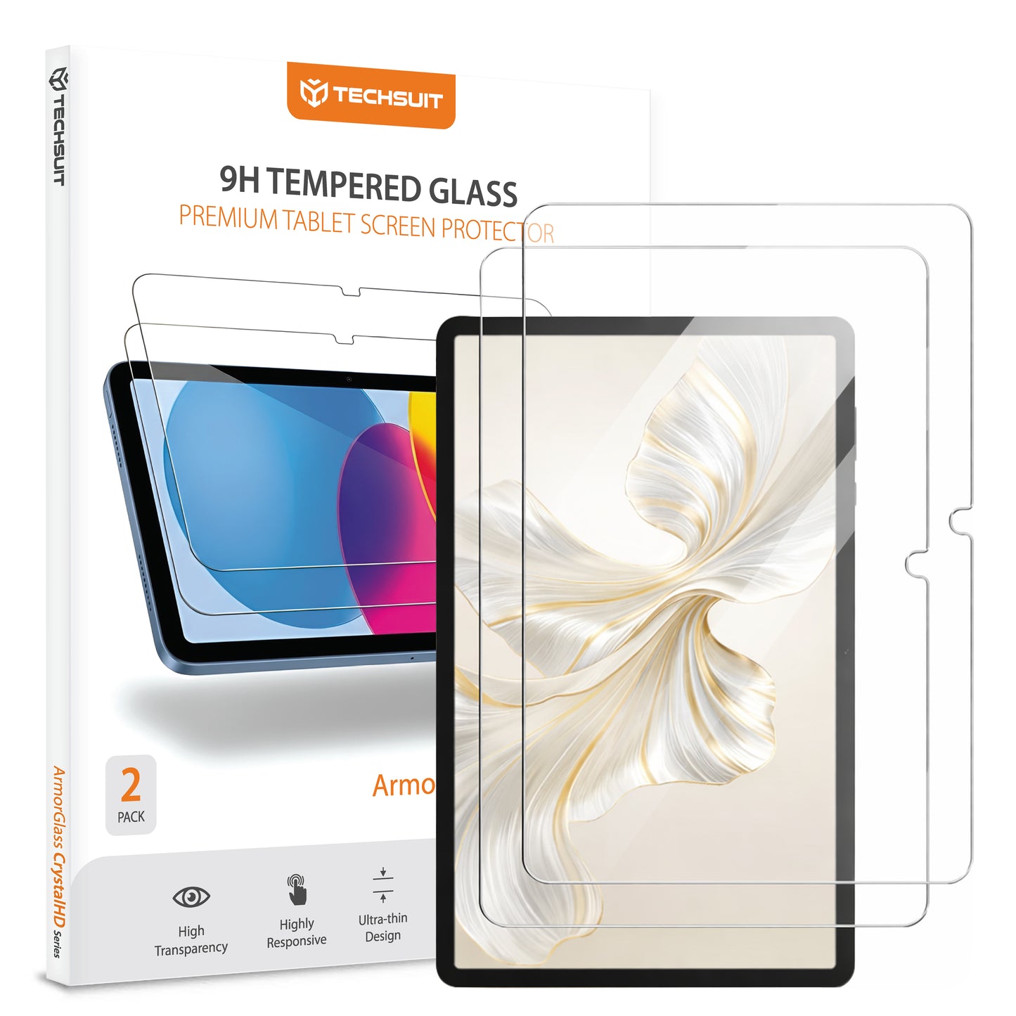 Protector de pantalla Techsuit ArmorGlass CrystalHD para Honor Pad 10 / 9, Cristal Templado, Full Glue, Set de 2 piezas