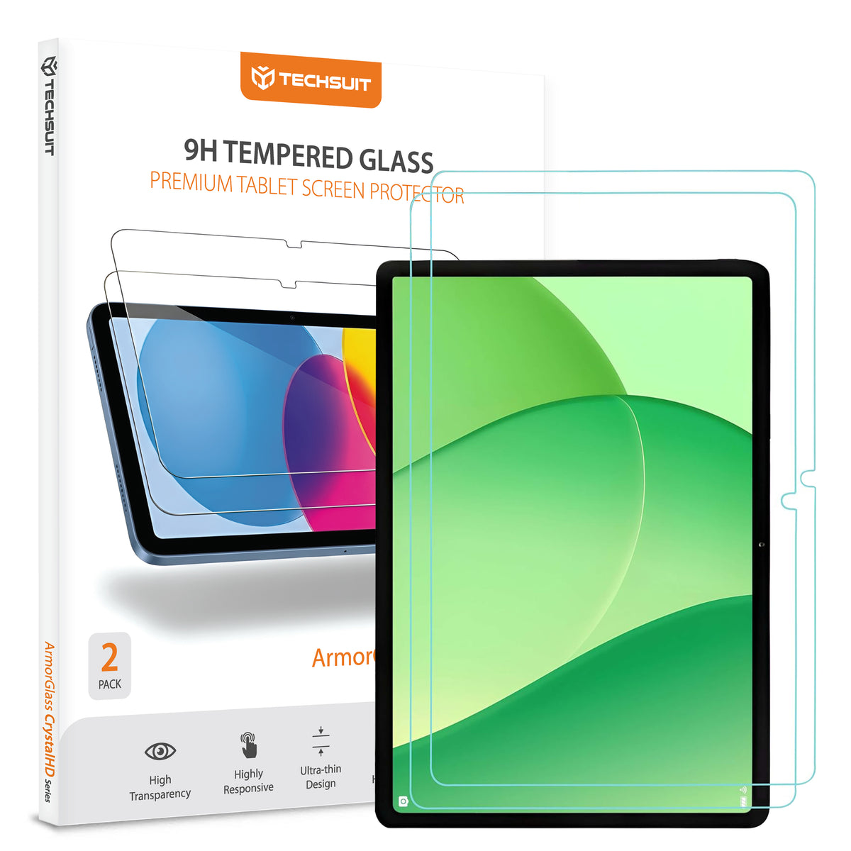 Protector de pantalla Techsuit ArmorGlass CrystalHD para OnePlus Pad Lite / Oppo Pad SE, Cristal Templado, Full Glue, Set de 2 piezas.