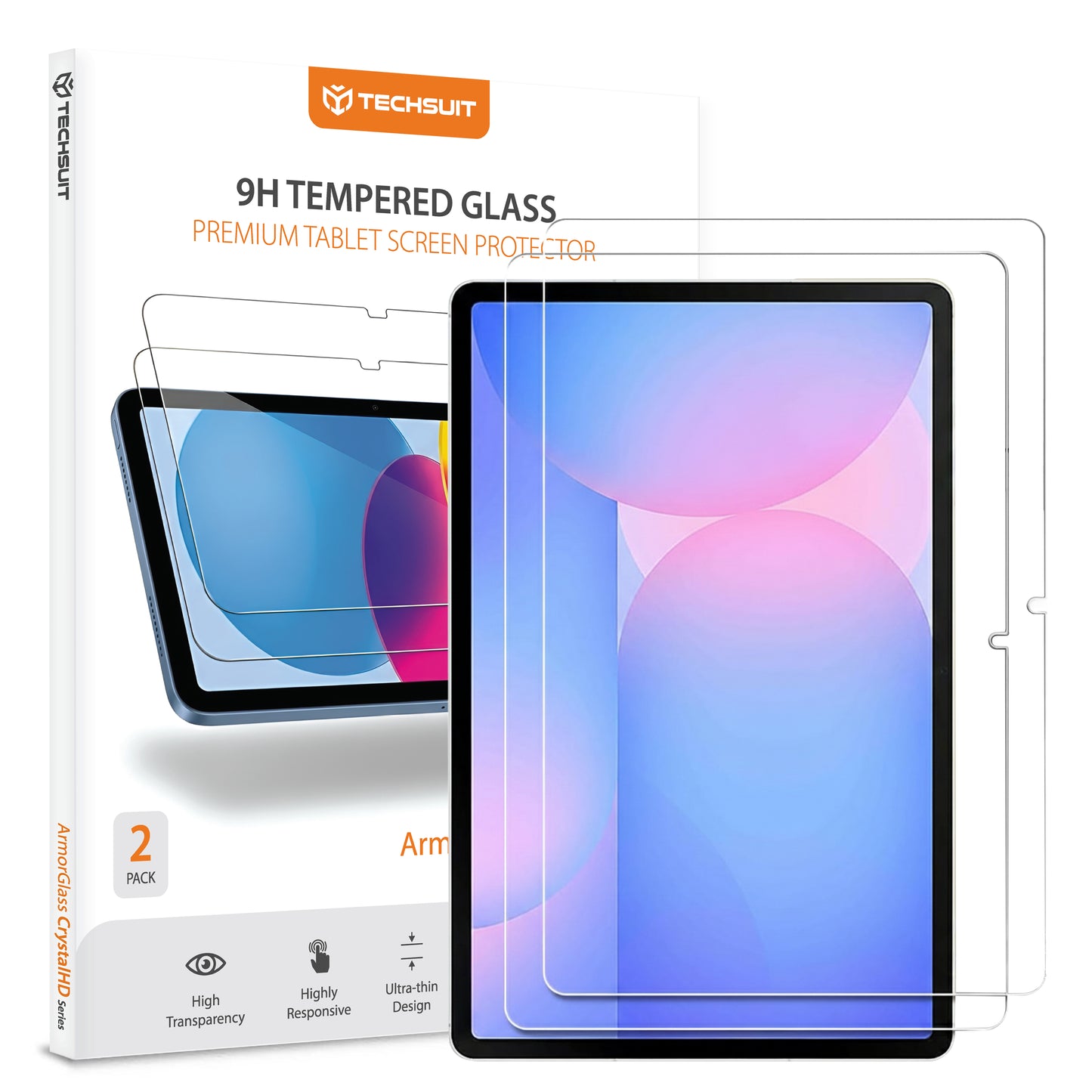 Protector de pantalla Techsuit ArmorGlass CrystalHD para Samsung Galaxy Tab S10 FE+, Cristal Templado, Full Glue, Set de 2 piezas