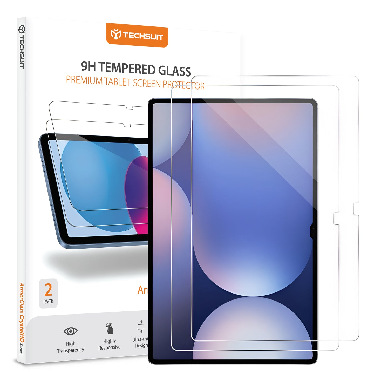 Protector de pantalla Techsuit ArmorGlass CrystalHD para Samsung Galaxy Tab S10+ / Tab S9 FE+, Cristal Templado, Full Glue, Set de 2 piezas.