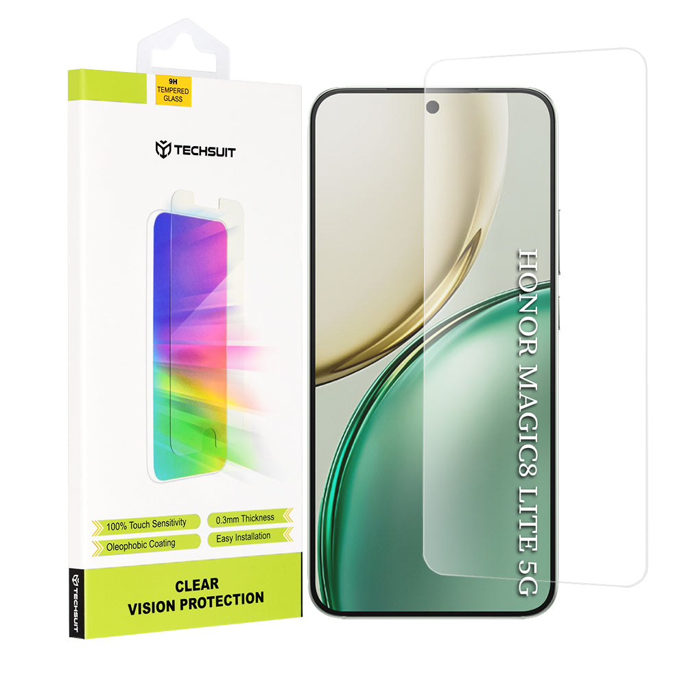 Protector de pantalla Techsuit Clear Vision para Honor Magic8 Lite, Cristal Templado, Full Glue