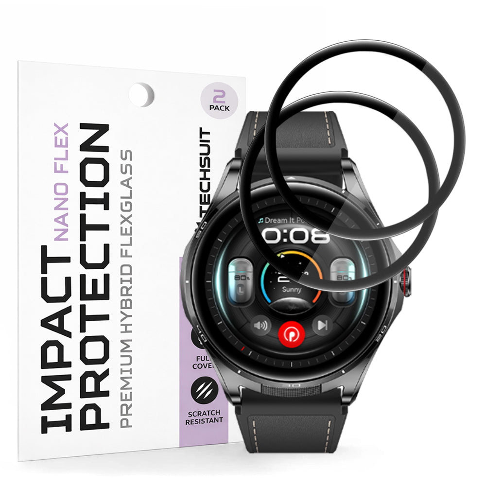 Protector de pantalla Techsuit Nano Flex para Huawei Watch Buds 2, plástico, juego de 2 piezas, negro