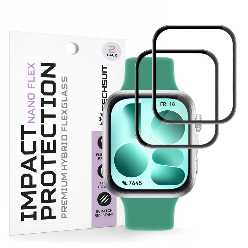 Protector de pantalla Techsuit Nano Flex para Huawei Watch Fit 5, plástico, juego de 2 piezas, negro