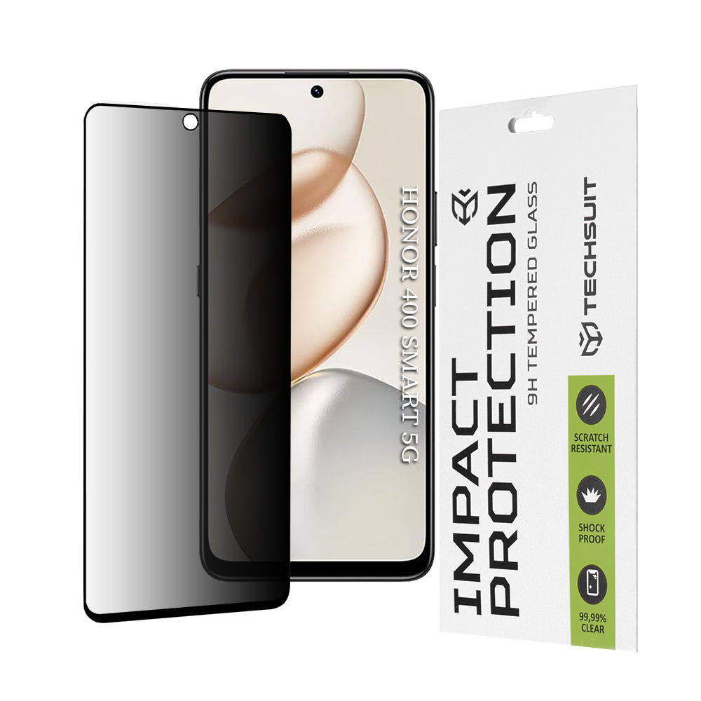 Protector de pantalla Privacy Techsuit para Honor 400 Smart 4G / X7d 4G / 400 Smart 5G / X7c, Cristal Templado, Full Glue, 111D