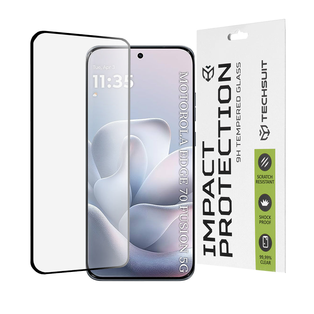 Protector de pantalla Techsuit para Motorola Edge 70 Fusion, Cristal Templado, Full Glue, 111D, Negro