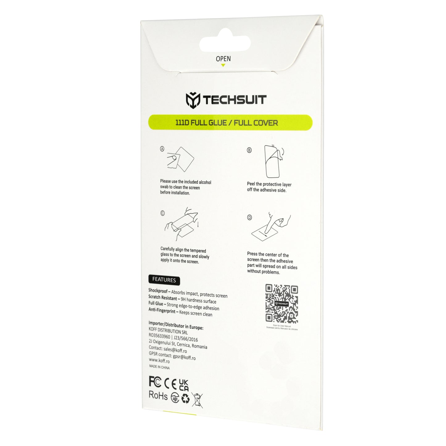 Protector de pantalla Techsuit para Motorola Moto G47 / G37 Power / G37, Vidrio Templado, Full Glue, 111D, Negro