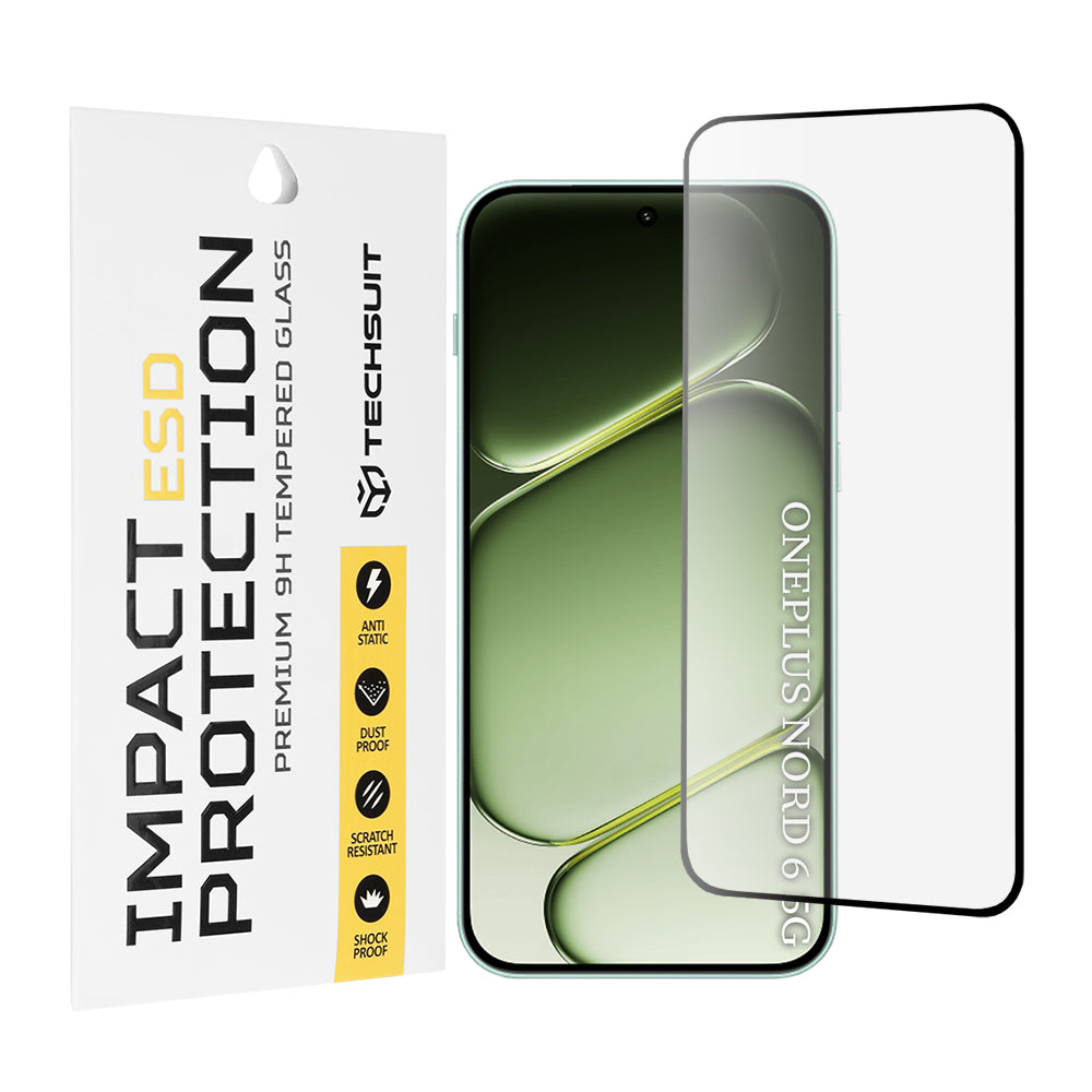 Protector de pantalla Techsuit para OnePlus Nord 6, vidrio templado, adhesivo completo, negro