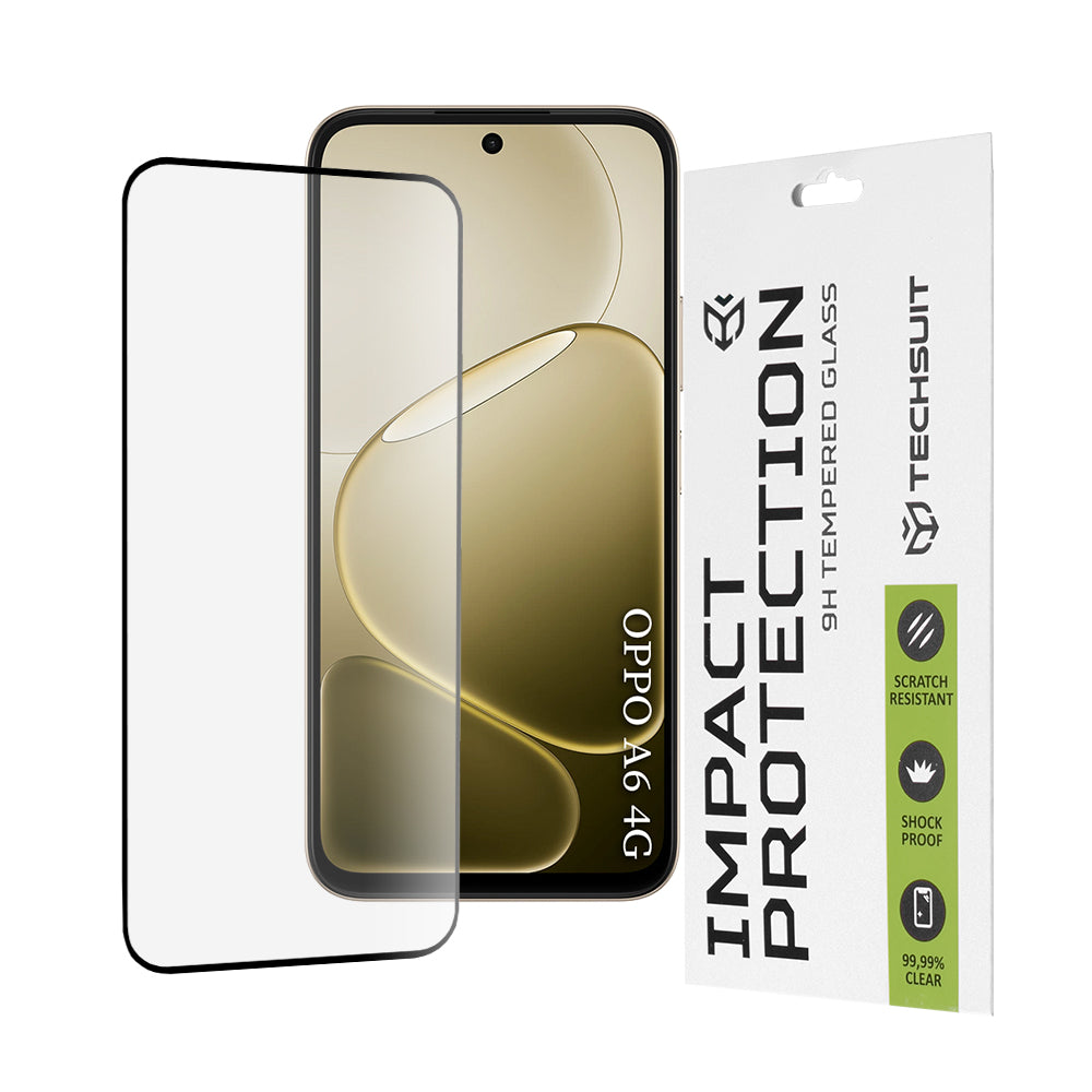 Protector de pantalla Techsuit para Oppo A6 4G, Cristal Templado, Full Glue, 111D, Negro
