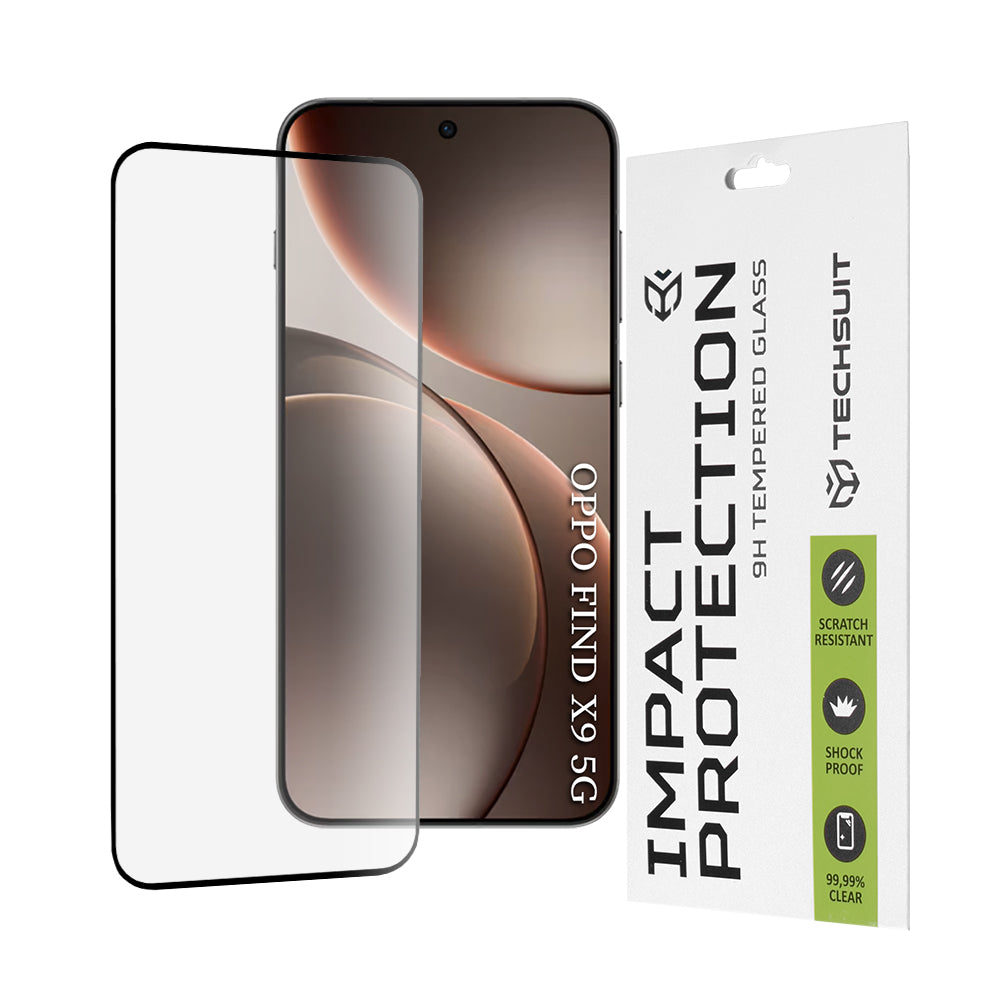 Protector de pantalla Techsuit para Oppo Find X9, Cristal Templado, Full Glue, 111D, Negro