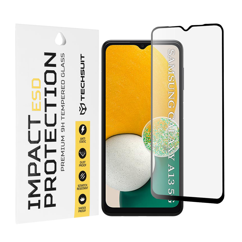 Protector de pantalla Techsuit para Samsung Galaxy A04 A045 / A04s A047 / A13 5G A136, vidrio templado, adhesivo completo, negro