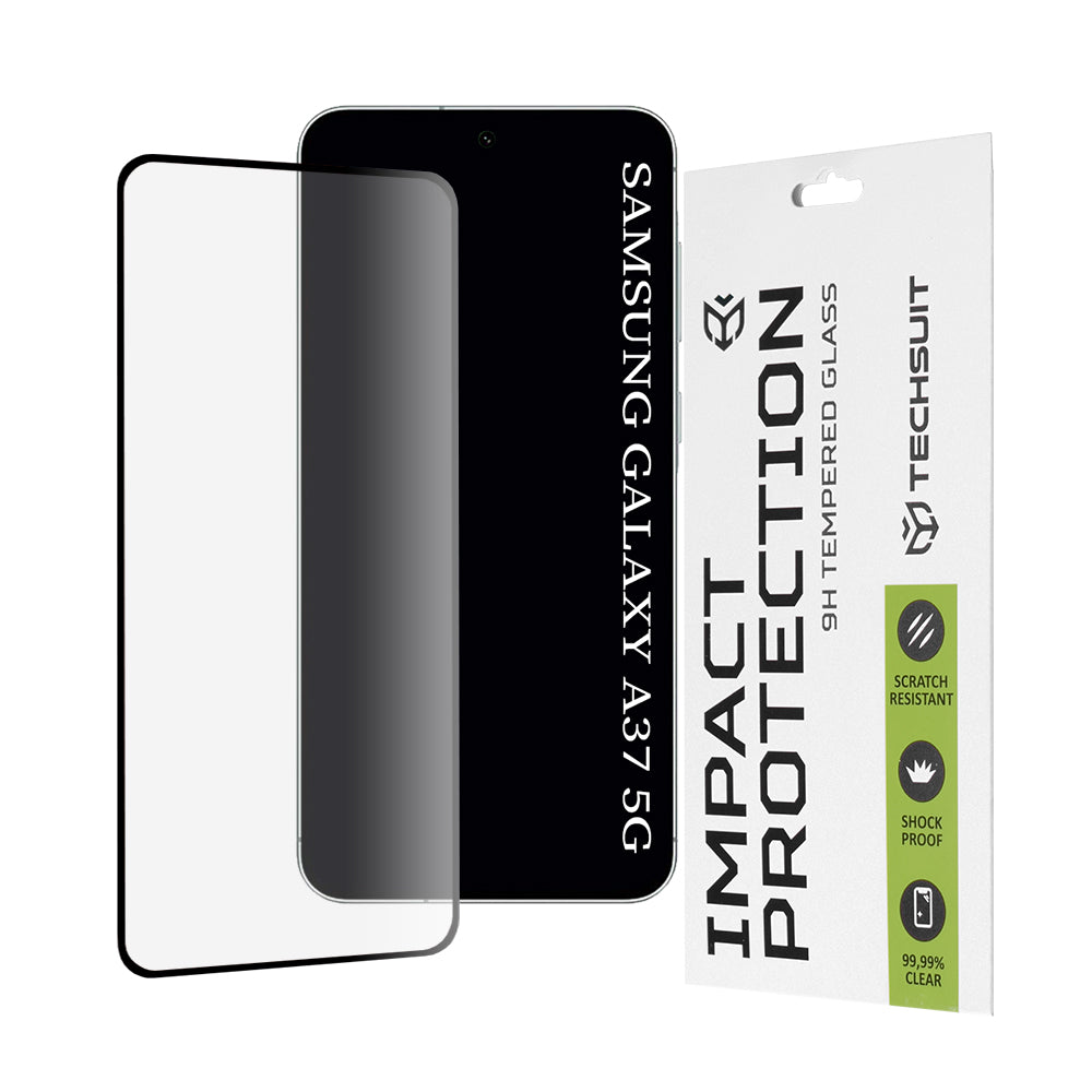Protector de pantalla Techsuit para Samsung Galaxy A37 5G, Cristal Templado, Full Glue, 111D, Negro