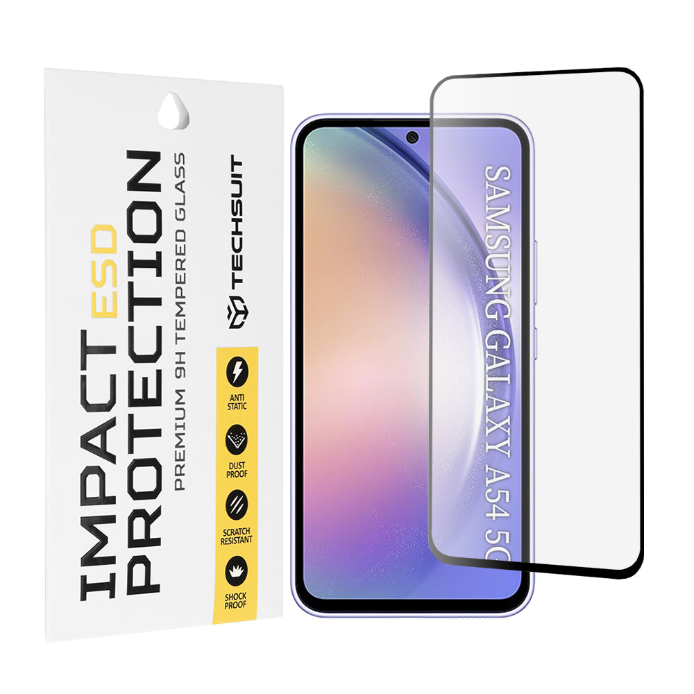 Protector de pantalla Techsuit para Samsung Galaxy A54 A546, vidrio templado, adhesivo completo, negro