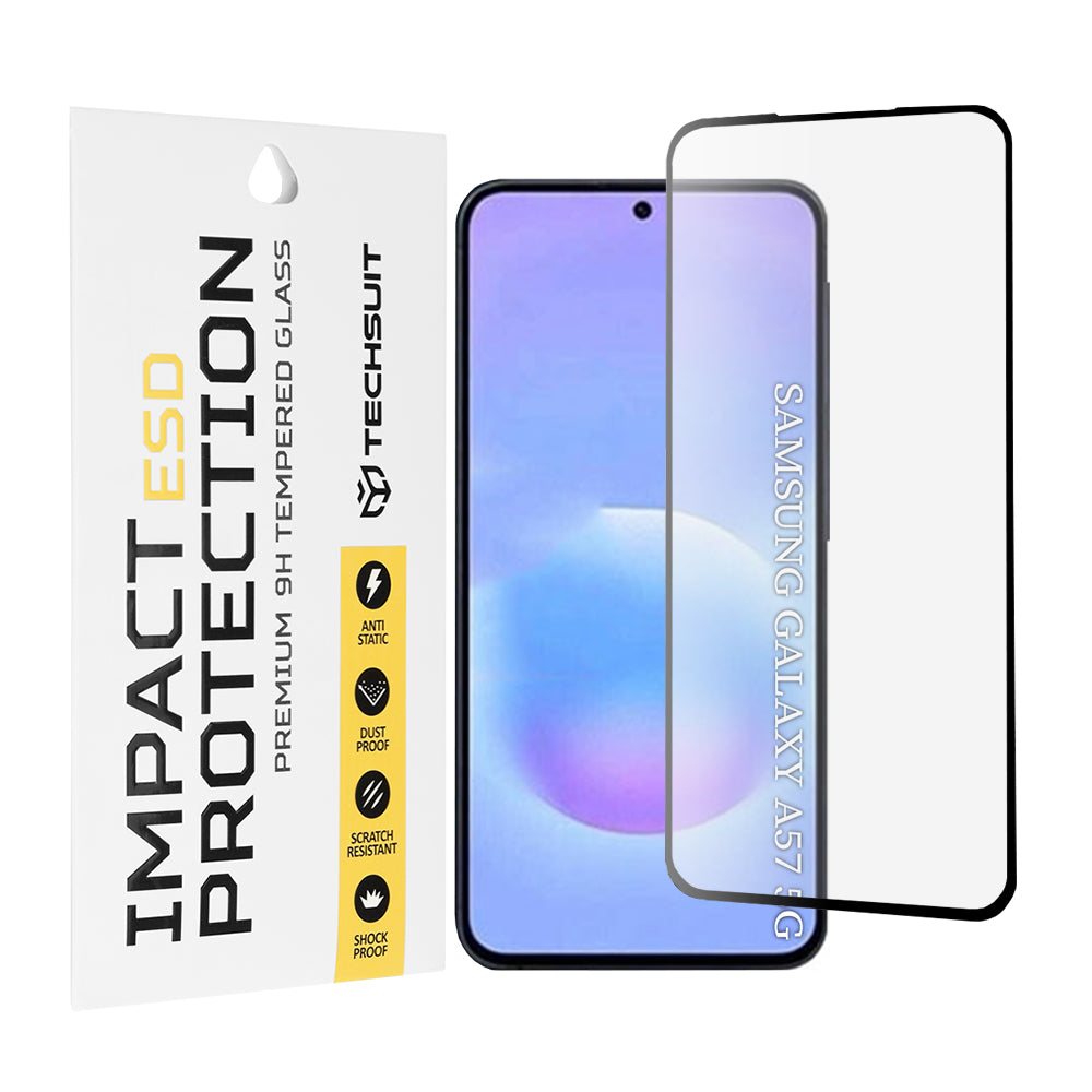 Protector de pantalla Techsuit para Samsung Galaxy A57 5G, Cristal Templado, Full Glue, Negro