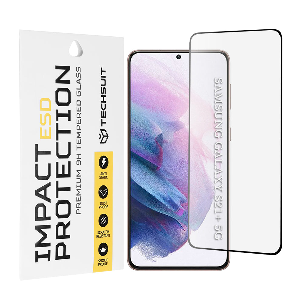 Protector de pantalla Techsuit para Samsung Galaxy S21+ 5G G996, vidrio templado, adhesivo completo, negro