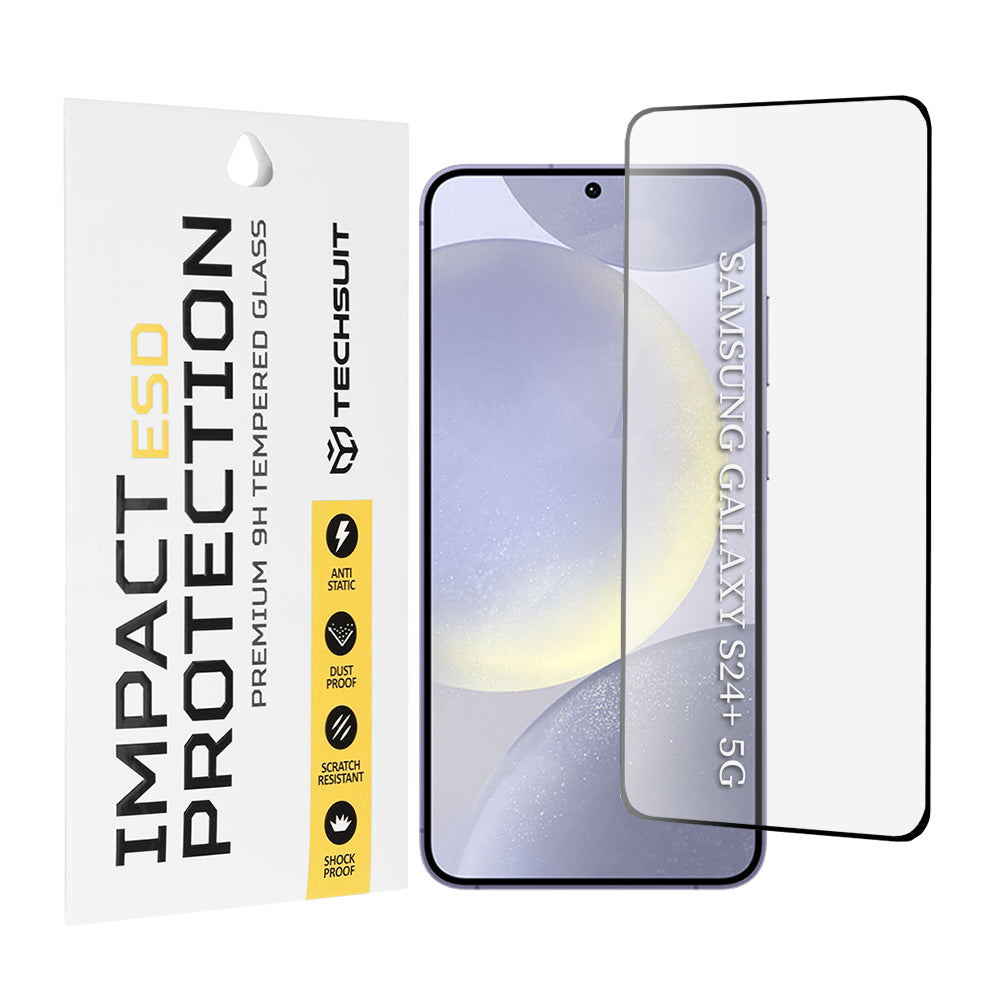 Protector de pantalla Techsuit para Samsung Galaxy S24+ S926, vidrio templado, adhesivo completo, negro