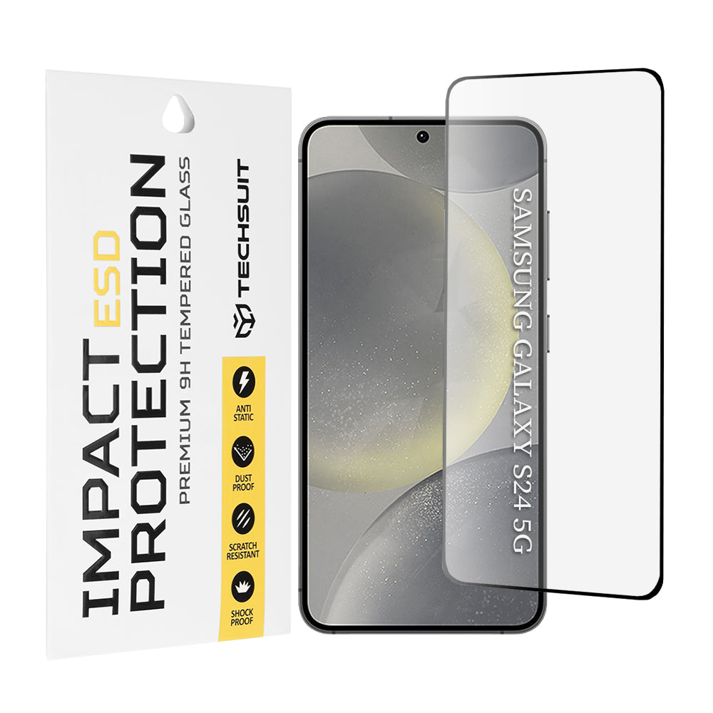 Protector de pantalla Techsuit para Samsung Galaxy S24 S921, vidrio templado, adhesivo completo, negro