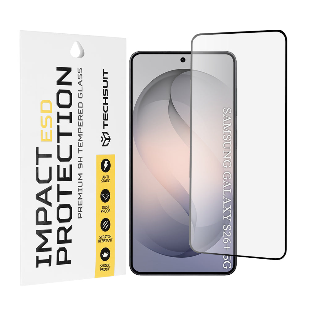 Protector de pantalla Techsuit para Samsung Galaxy S26 Plus S947, Cristal Templado, Full Glue, Negro