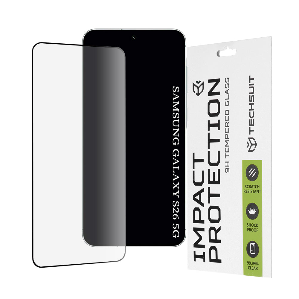 Protector de pantalla Techsuit para Samsung Galaxy S26 S942, Cristal Templado, Full Glue, 111D, Negro