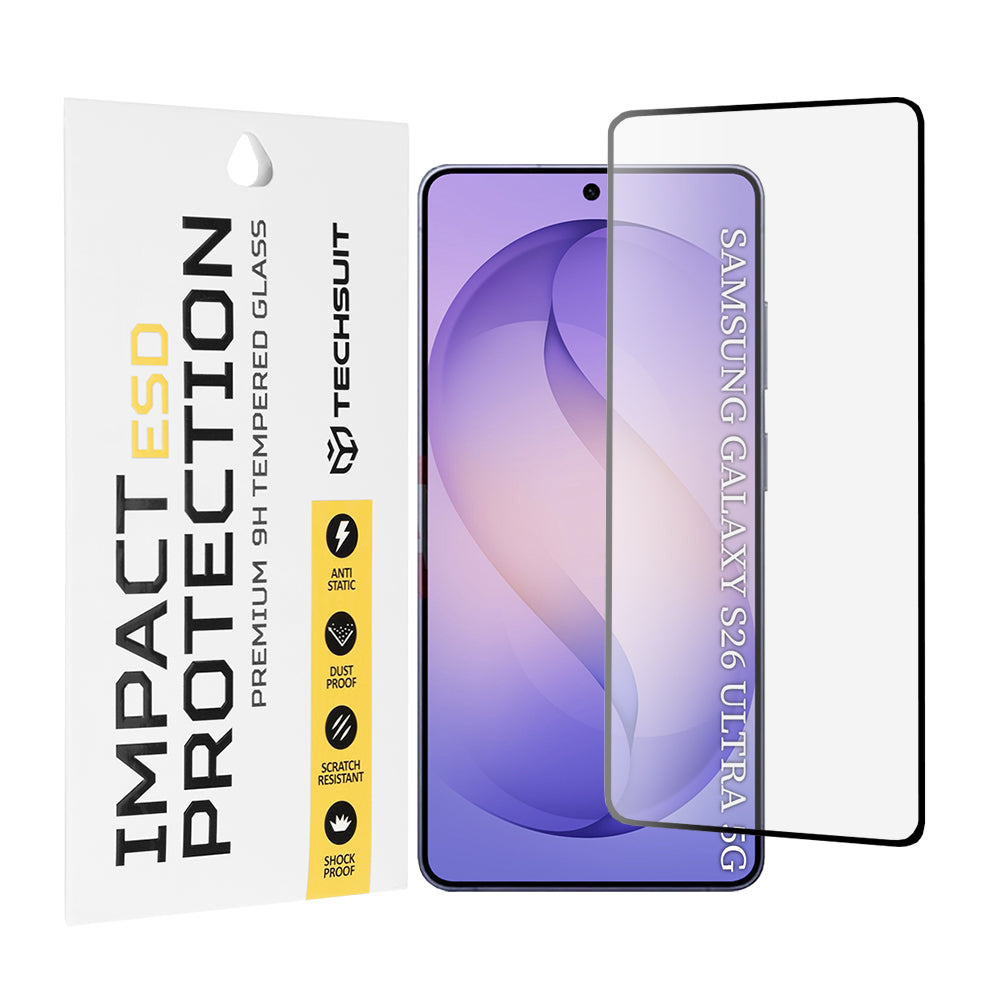 Protector de pantalla Techsuit para Samsung Galaxy S26 Ultra S948, Cristal Templado, Full Glue, Negro