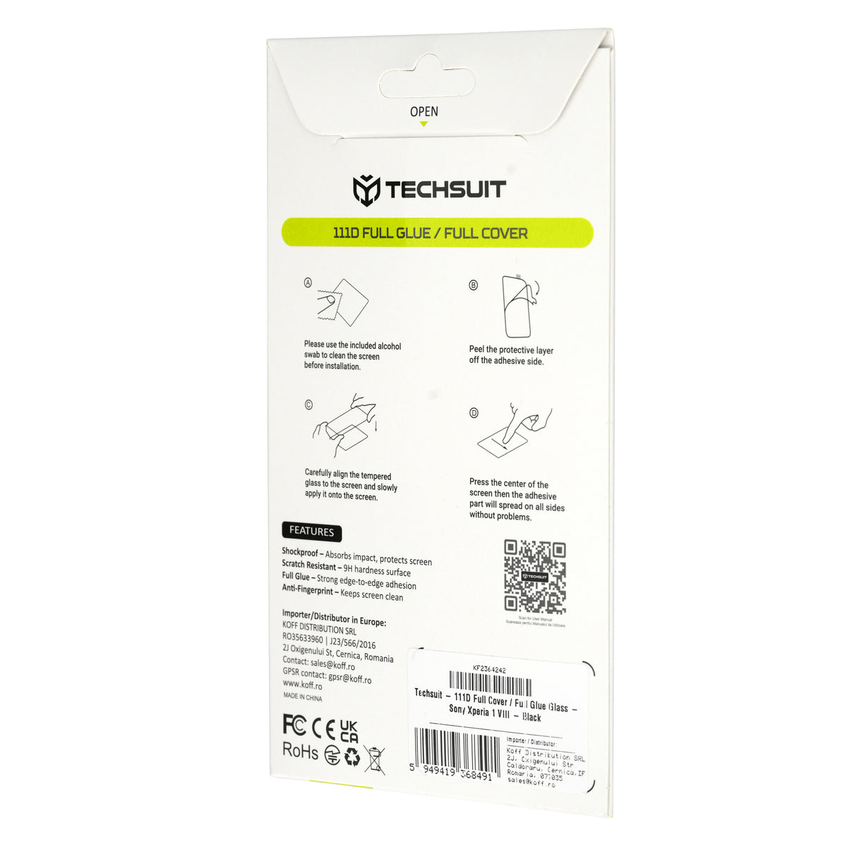 Protector de pantalla Techsuit para Xiaomi 17T Pro, vidrio templado, adhesivo completo, 111D, negro