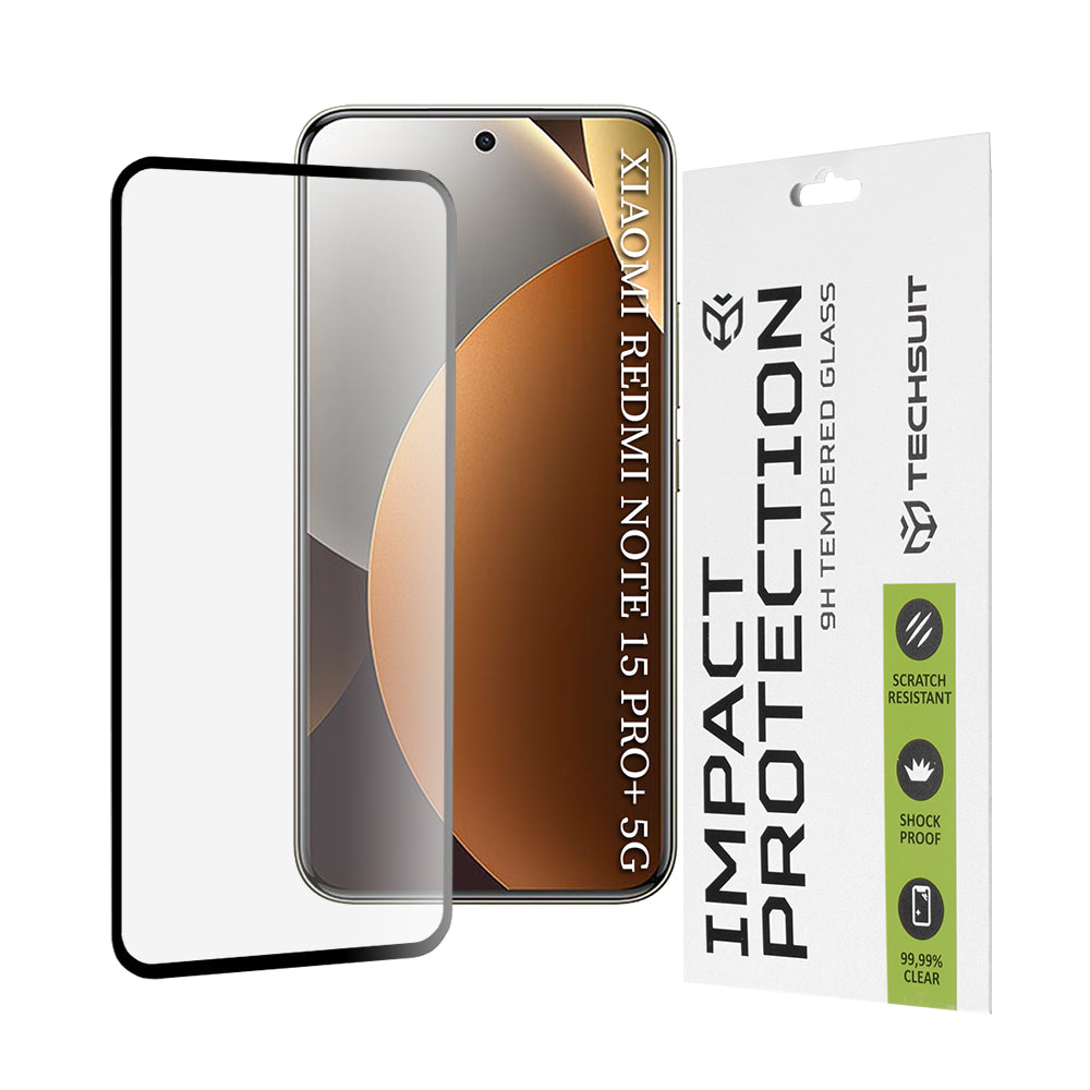 Protector de pantalla Techsuit para Xiaomi Poco M8 Pro / Redmi Note 15 Pro+ 5G, Cristal Templado, Full Glue, 111D, Negro