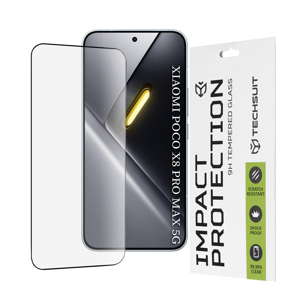 Protector de pantalla Techsuit para Xiaomi Poco X8 Pro Max, Cristal Templado, Full Glue, 111D, Negro