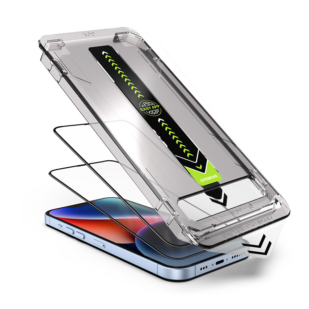 Protector de pantalla Techsuit TitanGlass para Apple iPhone 17 / 16 Pro, Cristal Templado, Full Glue, Set de 2 piezas, Negro.