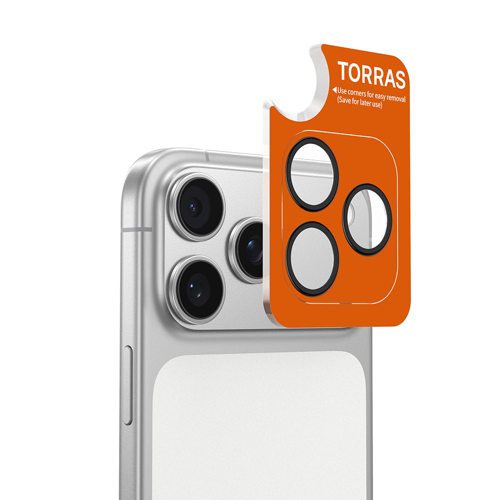 Protector de cámara trasera Torras Lensguard para Apple iPhone 17 Pro Max / 17 Pro, vidrio templado, plateado